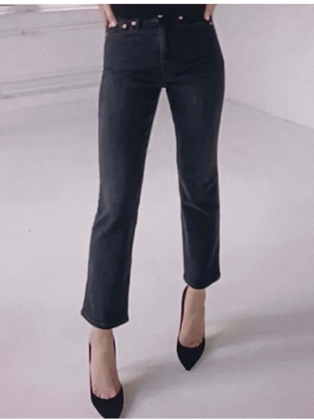 AYR The YES YES YES Black High Rise Straight Leg Ankle Jeans W 29 90sMinimalist